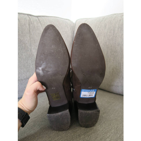 Azura Sz‎ 10.5 European Luxury Apolonia Brown Leather Tie Up Pointed Toe Bootie - Picture 9 of 10